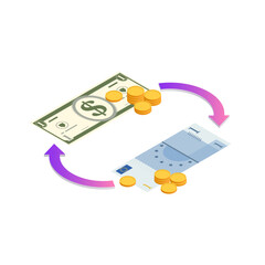 Currency Exchange Isometric Composition