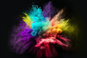 Fototapeta na wymiar Freeze motion of color powder exploding