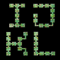 Obraz premium Printed Circuit Board alphabet - letters I-L