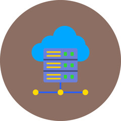 Cloud Server Multicolor Circle Flat Icon