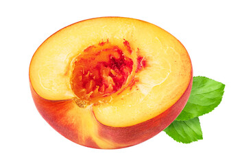 Peach fruit isolated on white or transparent background.