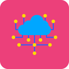 Cloud Computing Multicolor Round Corner Flat Icon