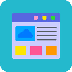 Website Multicolor Round Corner Flat Icon