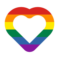 Rainbow Pride flag heart shape symbol isolated