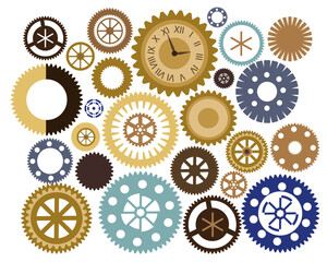 Collection of time machine gears and clockwheels 
