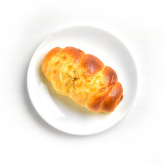 Sausage bread. There are photo and vector versions for design idea. The crust is soft and lightly sweet. It is tasty. The sausage is an additional option to make it a heavy breakfast. Eat with ketchup
