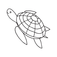 Vector black silhouette of a turtle isolated on a white background.