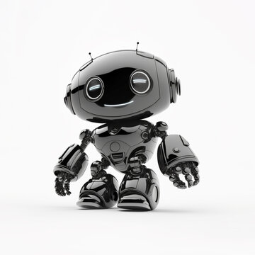 Cute black bot on white background, Generative AI