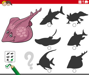 shadow game with cartoon xyster fish animal character