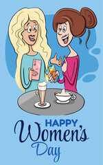 Women's Day design with comic chatting women