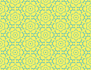 Seamless pattern with yellow and blue flowers. Vector design for banners, souvenirs, textiles, wrapping paper, prints, decorations