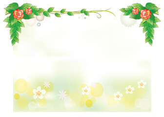 frame with flowers and leaves christmas Flora nature postcard design vector banner 