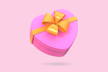 3d rendering of a heart giftbox icon