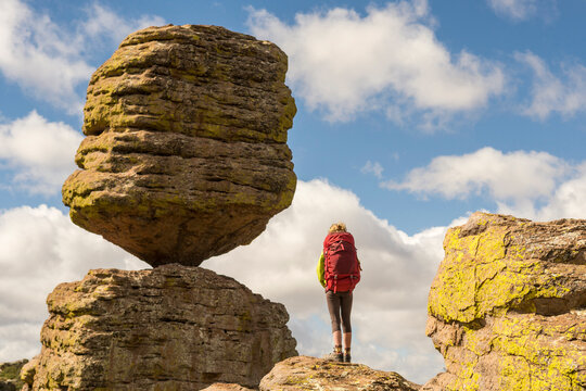 Girl hiking in Chiricahua National Monument, Willcox, Arizona, USA
