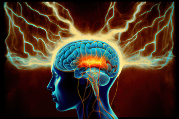 Neurological stimulation or telepathy .Generative AI - obrazy, fototapety, plakaty