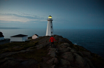 The coastline and a lighthouse from Cape Spear near St. Johns, Newfoundland, Canada.