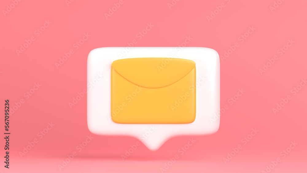 Poster 3d rendering message bubble icon isolated on pink background