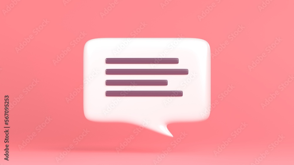 Poster 3d rendering speech bubble icon isolated on pink background
