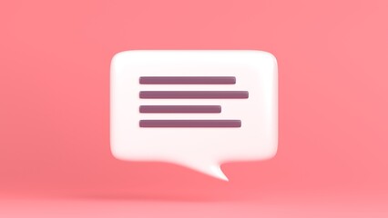 3d rendering speech bubble icon isolated on pink background
