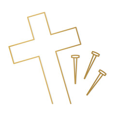 cross and nails, symbol of passion of Jesus, good friday, Easter- vector illustration