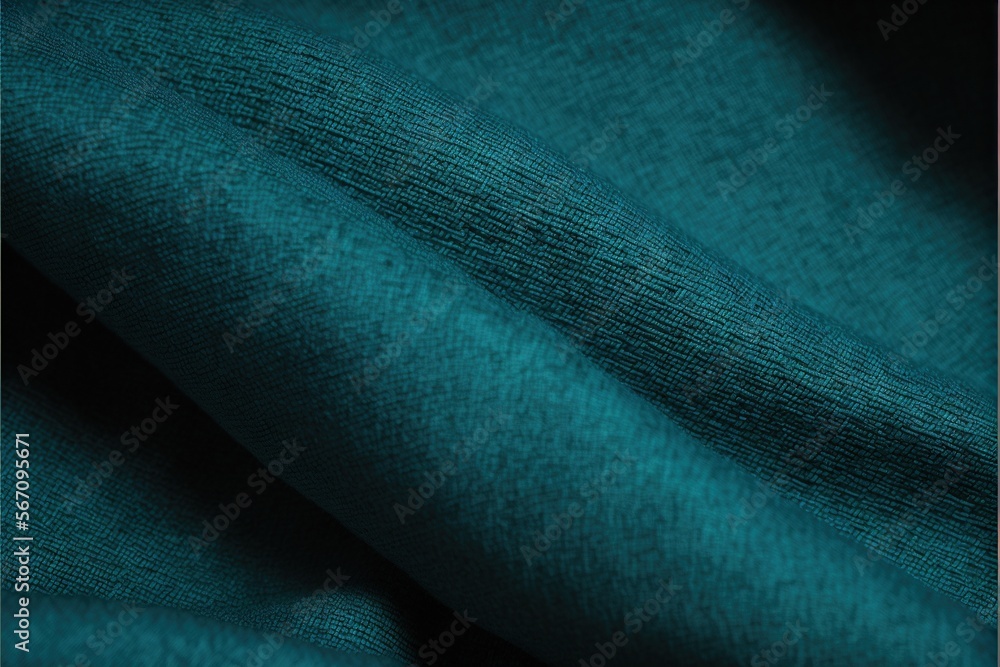 Poster a close up view of a teal colored fabric with a black background and a pink border in the center of 