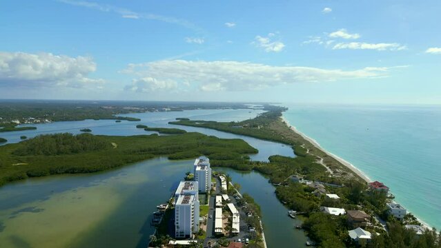 Aerial video Jim Neville Marine Preserve Bird Keys Turtle Beach Siesta Key Sarasota landscape