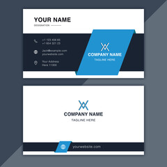 Creative blue business card template, modern card design