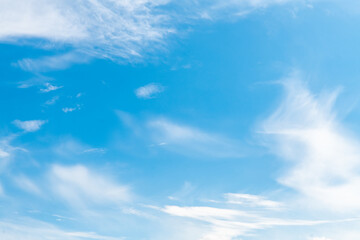 Beautiful natural background. blue sky with beautiful white clouds with copy space, cirrus and cumulus clouds