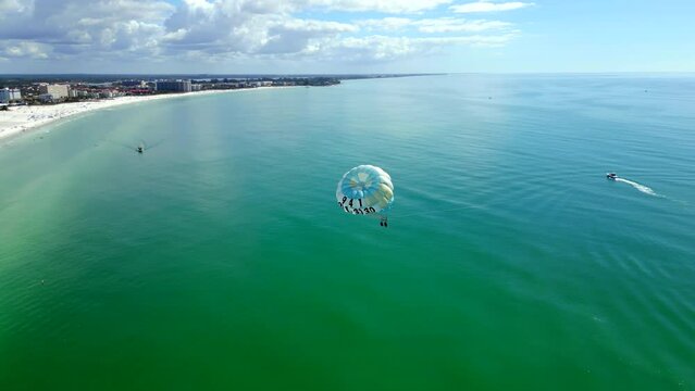 Sarasota Beach parasail Siesta Key summer vacation destination watersports 4k