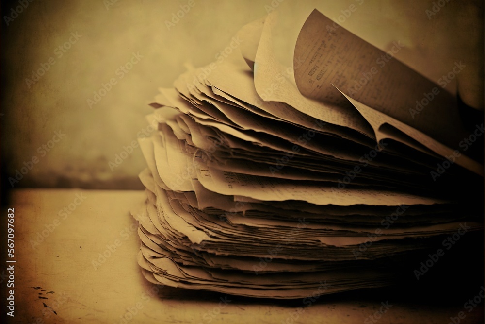 Poster a stack of papers sitting on top of a wooden table next to a bottle of wine and a glass of wine on t