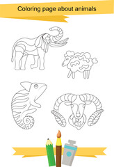 Coloring page about animals. coloring page for kids