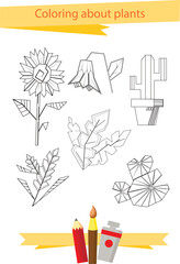 Coloring page about plants. coloring book for children 4-7 years old