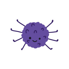 Cute furry and fluffy spider smiling, cartoon flat vector illustration isolated on white background. Funny Halloween character, great decoration for kids and nursery.