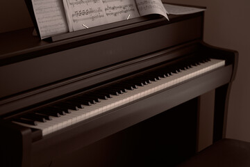 Fototapeta na wymiar keyboard fragment piano for playing music