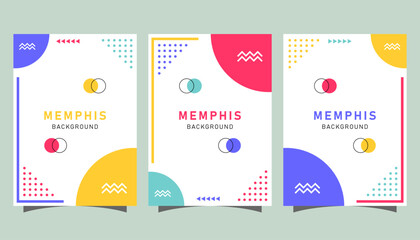 Cover template collection with memphis style design concept