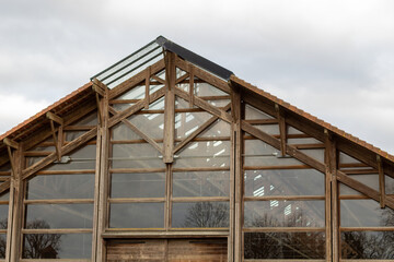 wooden house under construction