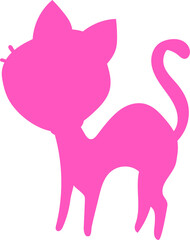 Silhouette of a cat in pink color.