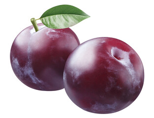 Delicious ripe plums cut out