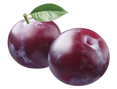 Delicious ripe plums cut out