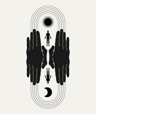 Vector minimalistic placard with illustration. Creative abstract artwork with hand drawn silhouette .