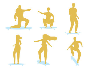 Set of  Snowboarding isolated vector Silhouettes