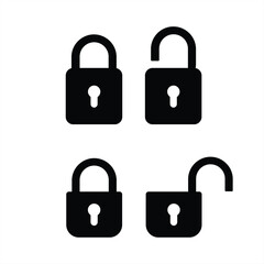 Lock icons set, security symbols, open and closed padlock, vector illustration