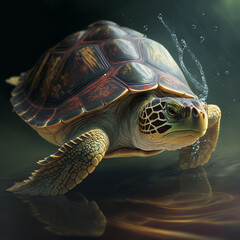Fototapeta na wymiar turtle on the water