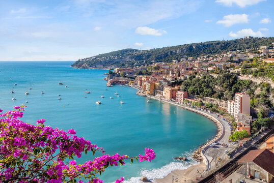 View of Villefranche-sur-Mer and the bay of Villefranche, Alpes-Maritimes, France