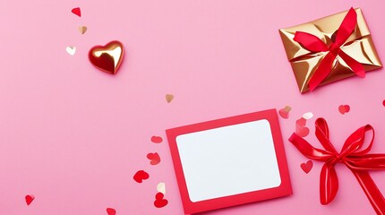 Fondo de San Valentín con sobre, tarjeta de papel y corazones rojos para un mensaje de amor romántico, IA Generativa