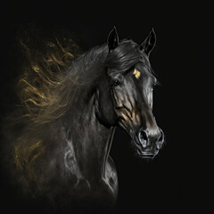 Naklejka na ściany i meble horse, black, animal, farm, brown, black, head, stallion, white, equestrian, nature, portrait, isolated, equine, vector, horses, pony, mane, mare, mammal, pet, beautiful