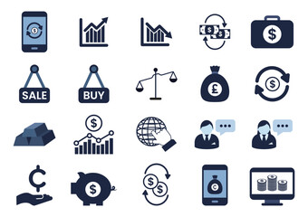 finance and investment flat icon element set
