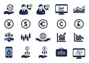 finance and investment flat icon element set