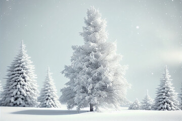 Fototapeta premium Christmas winter landscape. Christamas holidays. Snow landscape. Slightly blured. Detailed winter scenery. Created by Generative AI