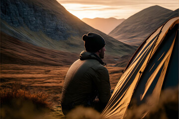 Adventure Camping during sunset generated with AI
